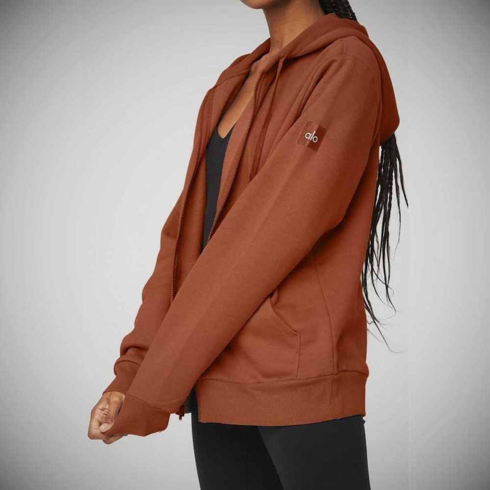 Sudadera Con Capucha Alo Yoga Everyday Full Zip Mujer Rust | MX-49HQIG