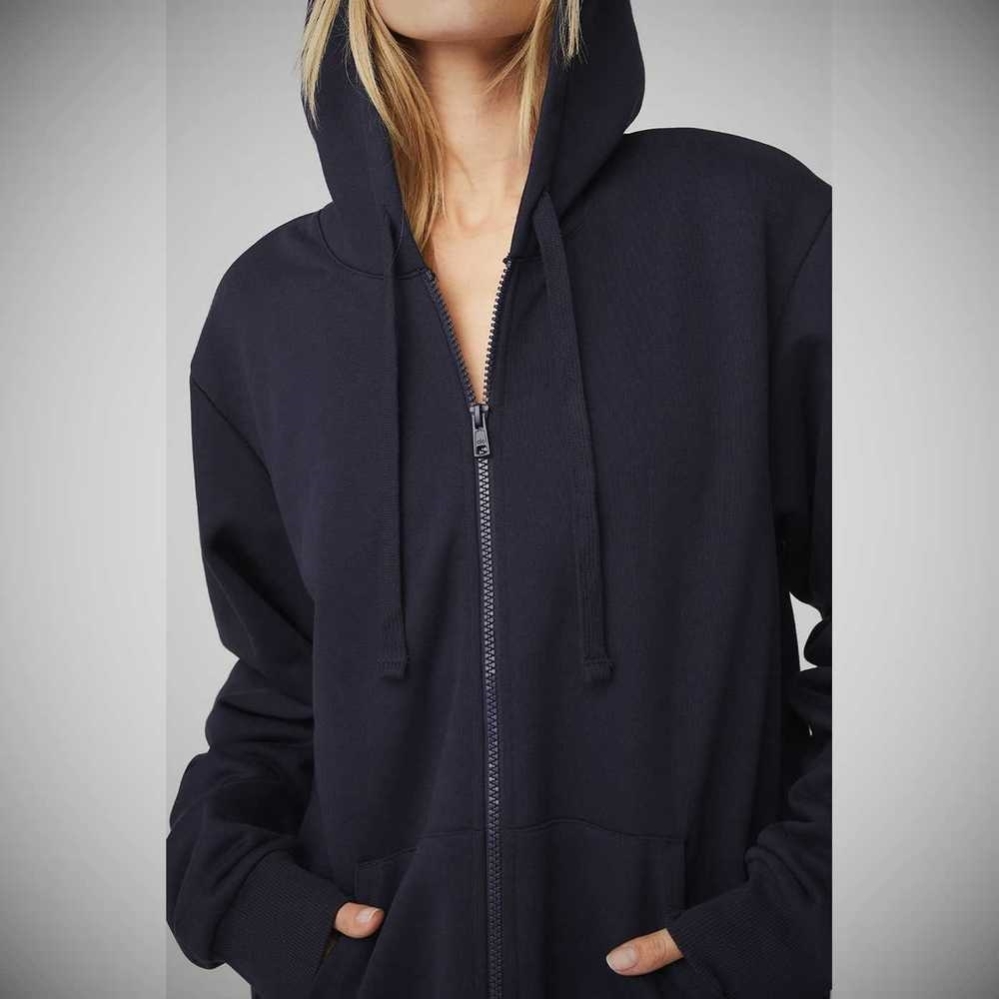 Sudadera Con Capucha Alo Yoga Everyday Full Zip Mujer Azul Marino | MX-87YVPJ