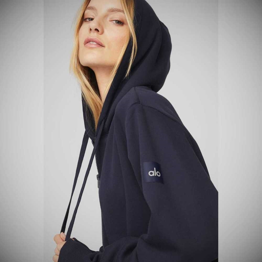 Sudadera Con Capucha Alo Yoga Everyday Full Zip Mujer Azul Marino | MX-87YVPJ