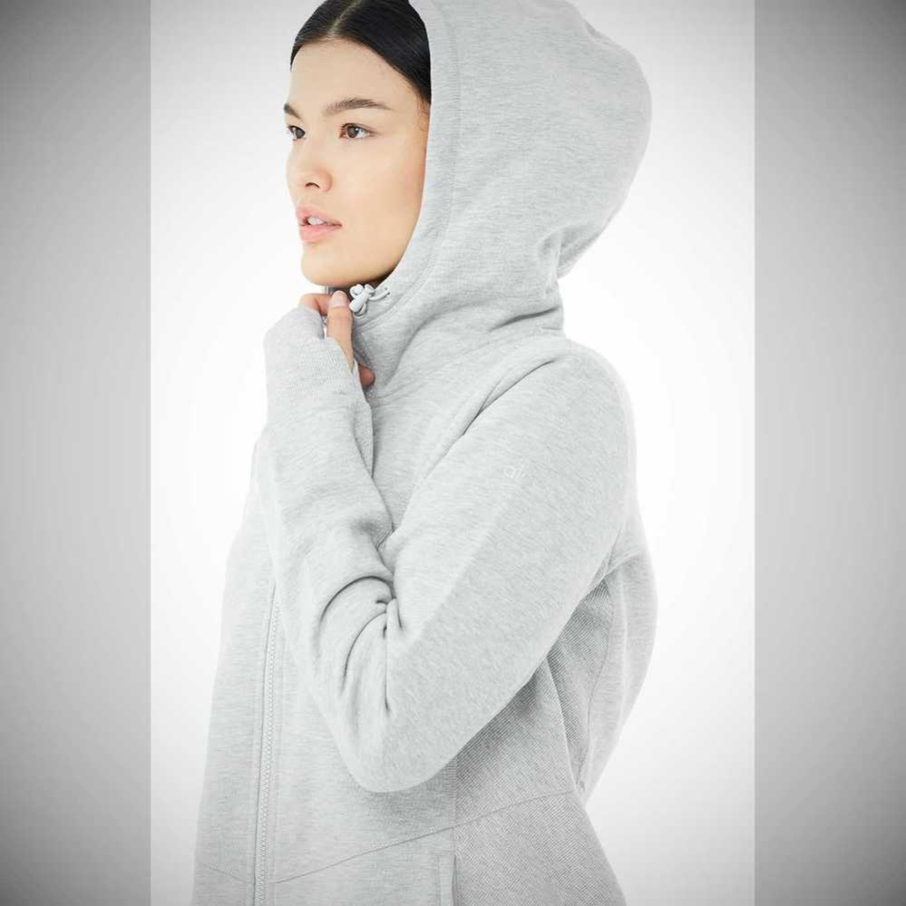 Sudadera Con Capucha Alo Yoga Foundation Zip Mujer Grises | MX-06MCUV