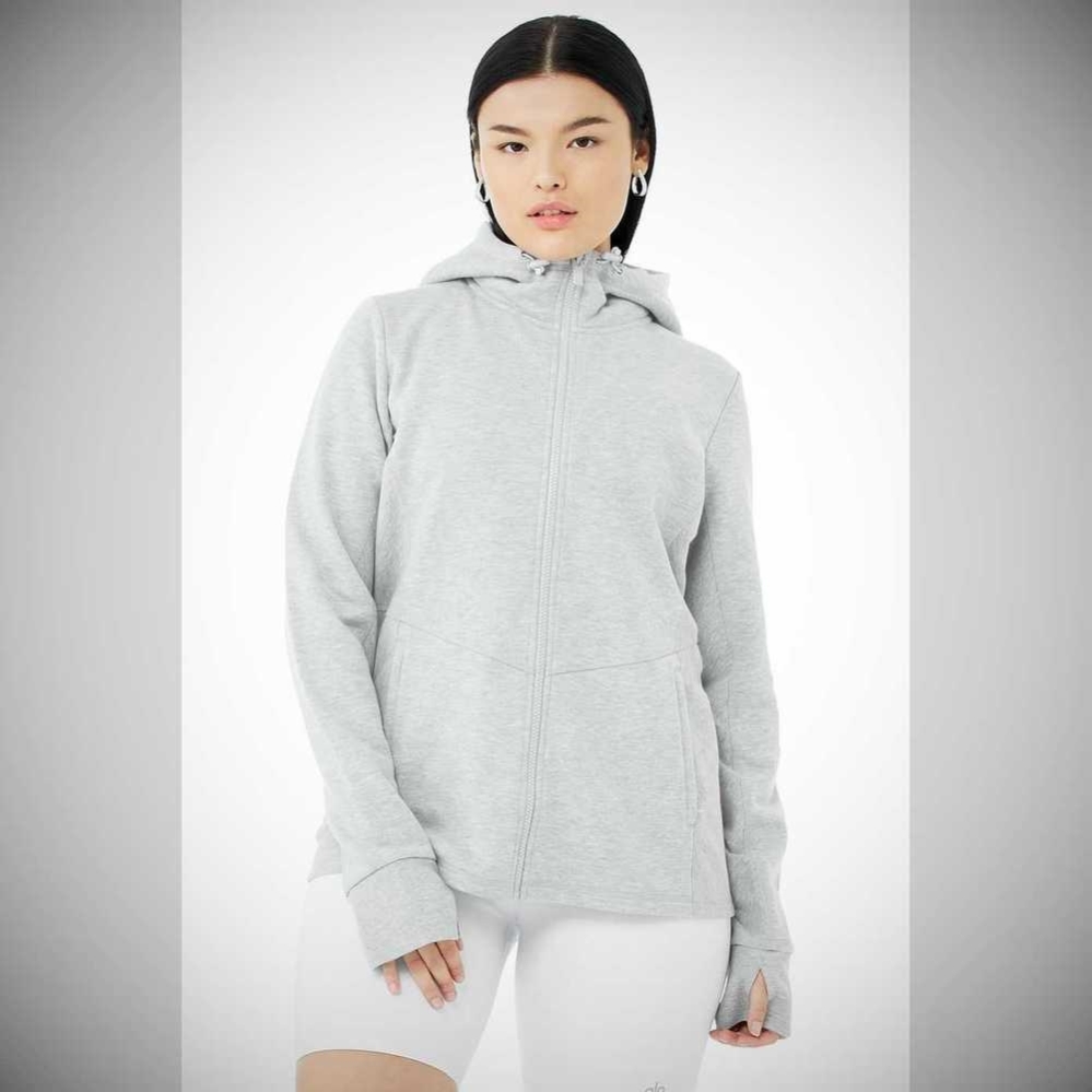 Sudadera Con Capucha Alo Yoga Foundation Zip Mujer Grises | MX-06MCUV