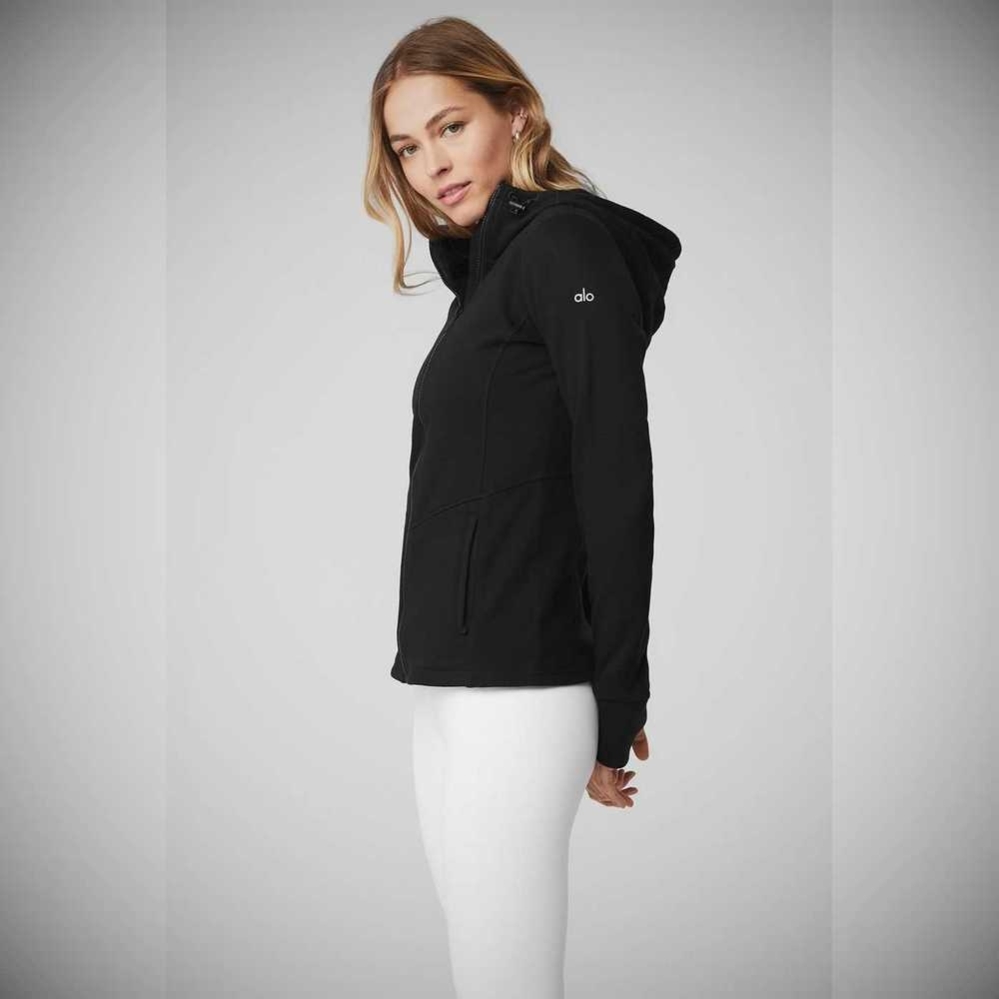 Sudadera Con Capucha Alo Yoga Foundation Zip Mujer Negros | MX-46OJHP