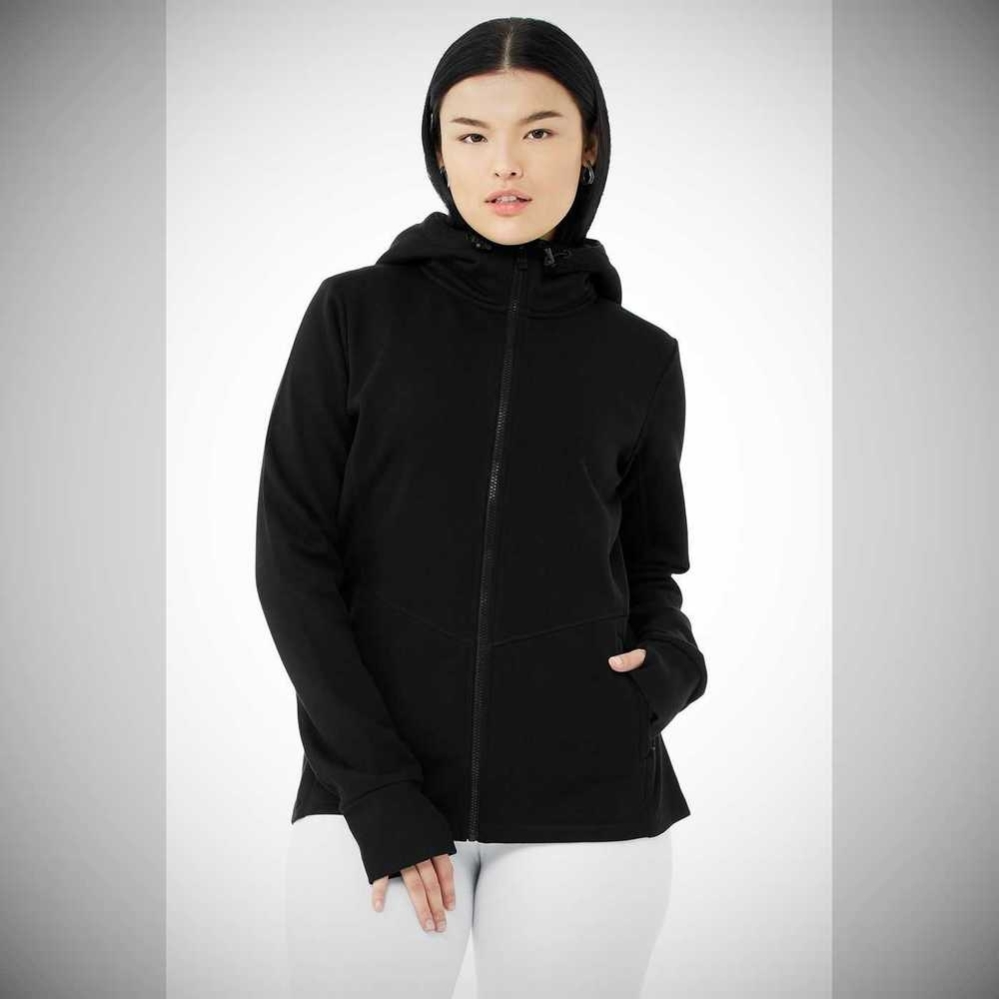 Sudadera Con Capucha Alo Yoga Foundation Zip Mujer Negros | MX-46OJHP