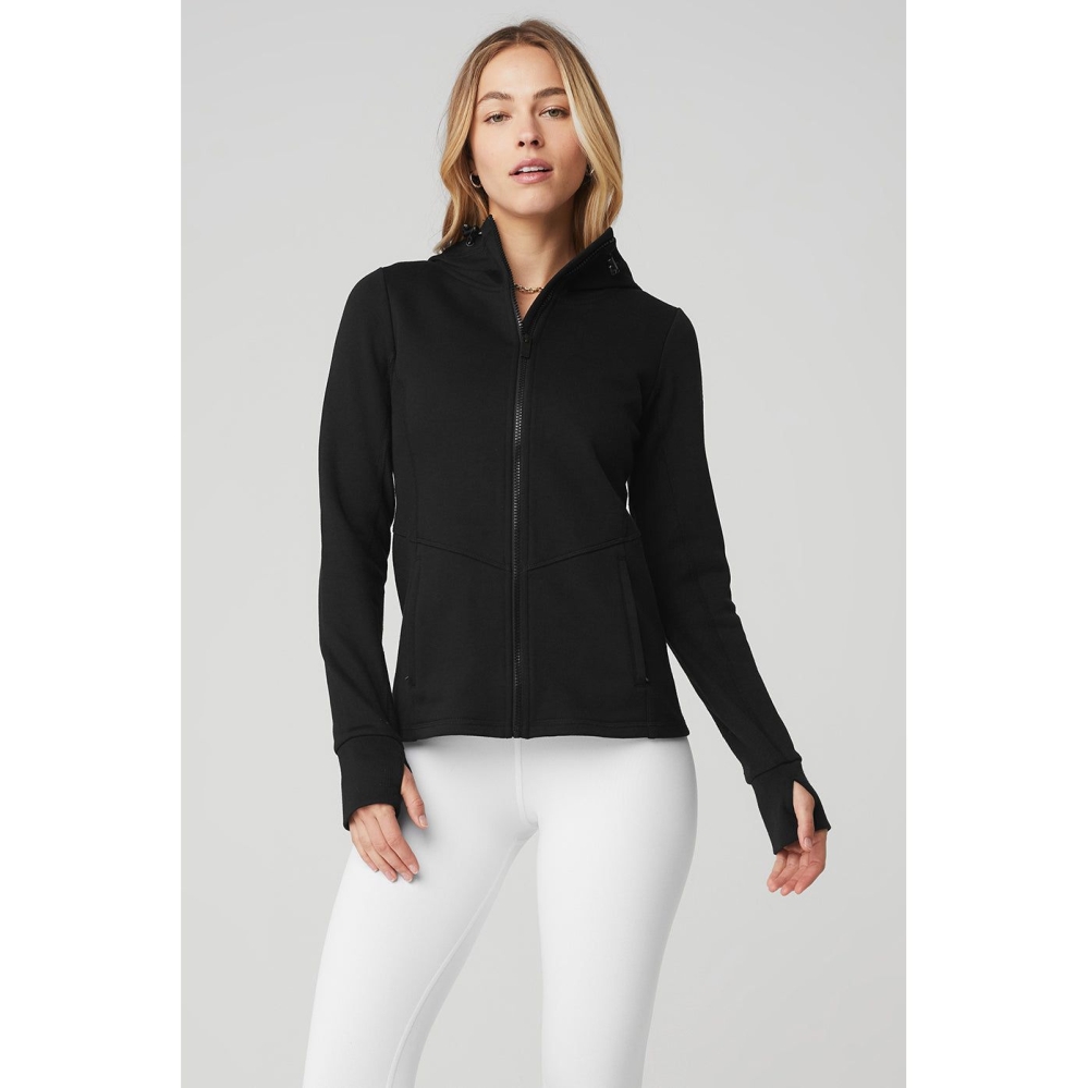 Sudadera Con Capucha Alo Yoga Foundation Zip Mujer Negros | MX-46OJHP