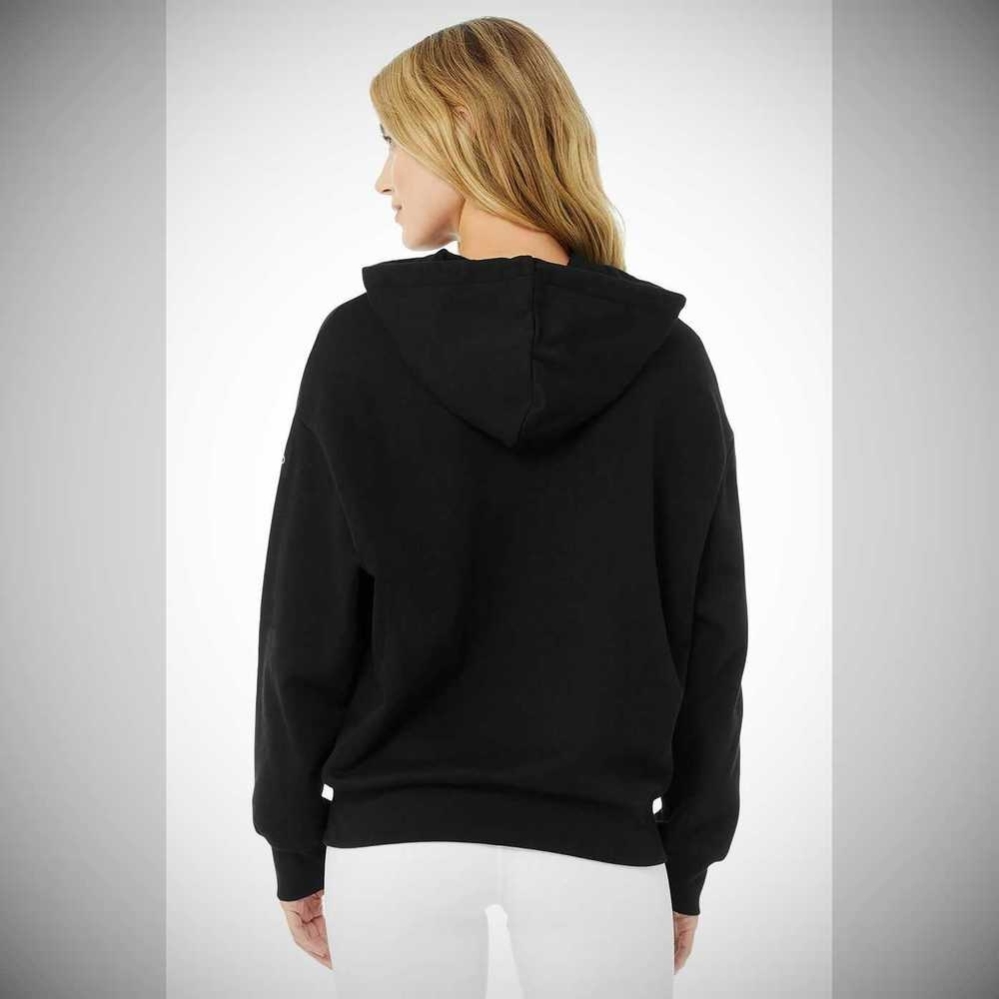 Sudadera Con Capucha Alo Yoga Hype Full Zip Mujer Negros | MX-56USXA