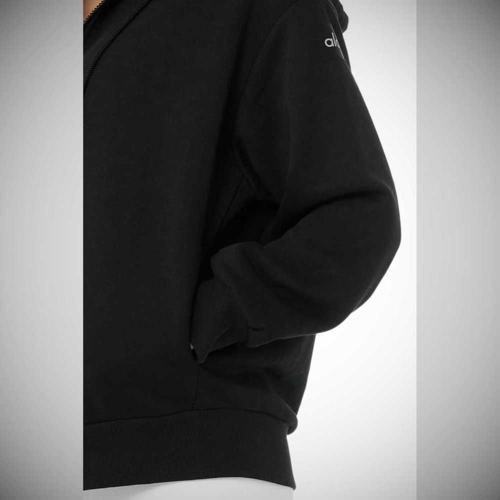 Sudadera Con Capucha Alo Yoga Hype Full Zip Mujer Negros | MX-56USXA