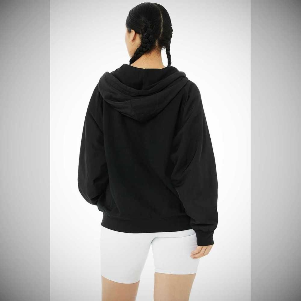 Sudadera Con Capucha Alo Yoga Hype Full Zip Mujer Negros | MX-56USXA