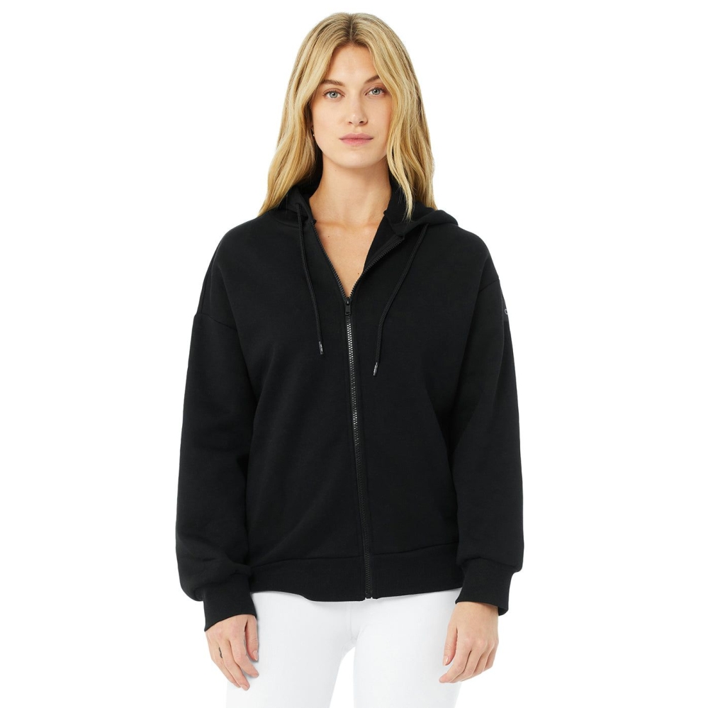 Sudadera Con Capucha Alo Yoga Hype Full Zip Mujer Negros | MX-56USXA