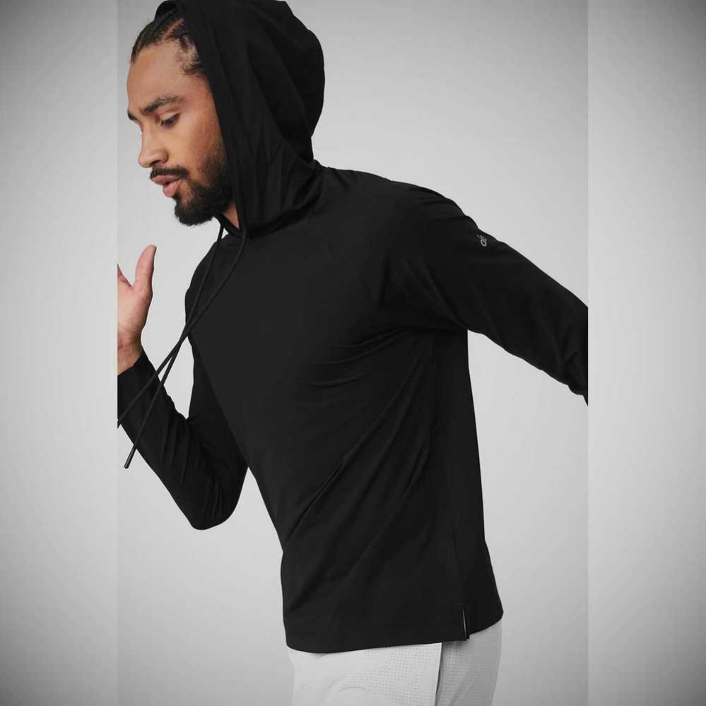 Sudadera Con Capucha Alo Yoga Idol Encapuchado Runner Hombre Negros | MX-60DOLN