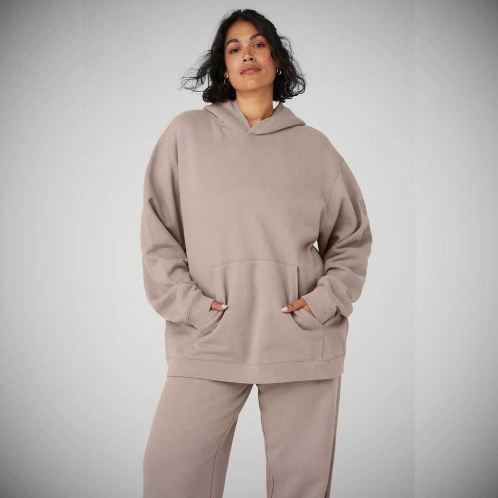 Sudadera Con Capucha Alo Yoga Renown Heavy Weight Mujer Grises Marrom | MX-76ZUMO