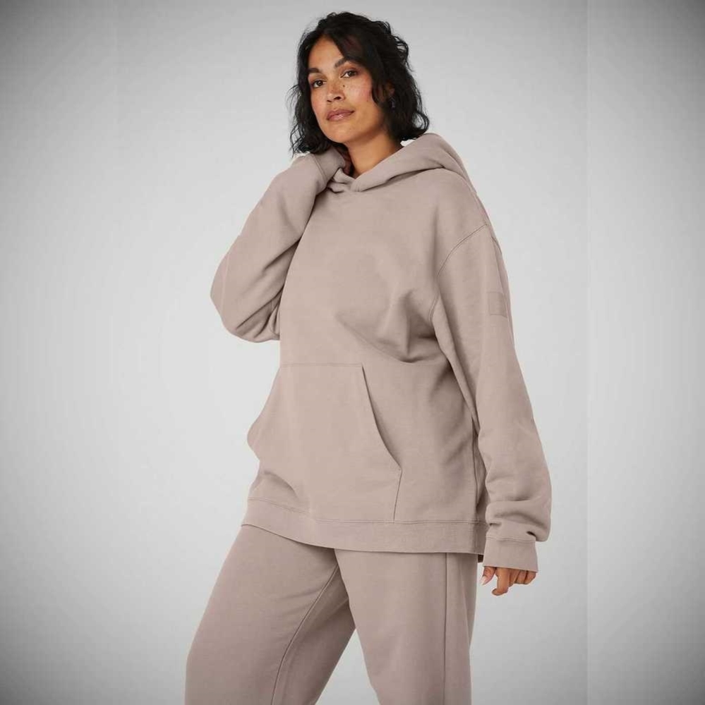 Sudadera Con Capucha Alo Yoga Renown Heavy Weight Mujer Grises Marrom | MX-76ZUMO