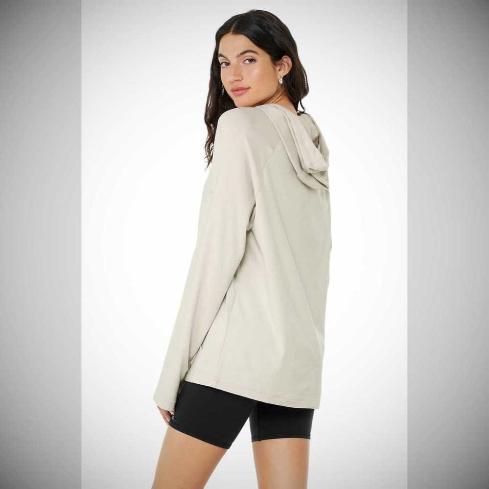 Sudadera Con Capucha Alo Yoga The Conquer Mujer Beige | MX-06KLOA