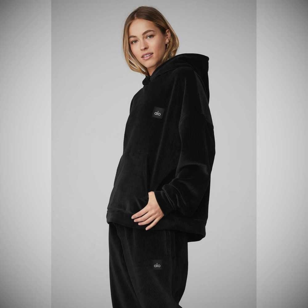 Sudadera Con Capucha Alo Yoga Velour Baller Mujer Negros | MX-05EYQS