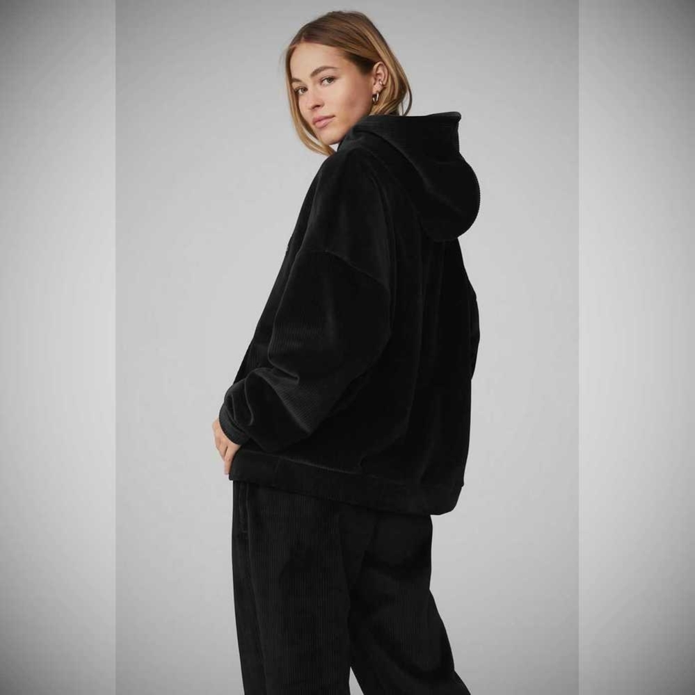 Sudadera Con Capucha Alo Yoga Velour Baller Mujer Negros | MX-05EYQS