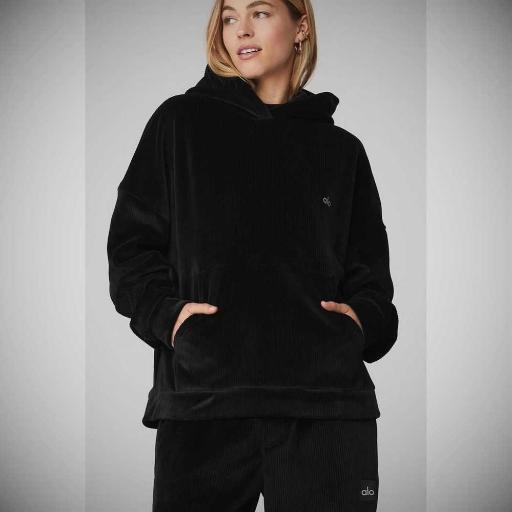 Sudadera Con Capucha Alo Yoga Velour Baller Mujer Negros | MX-05EYQS