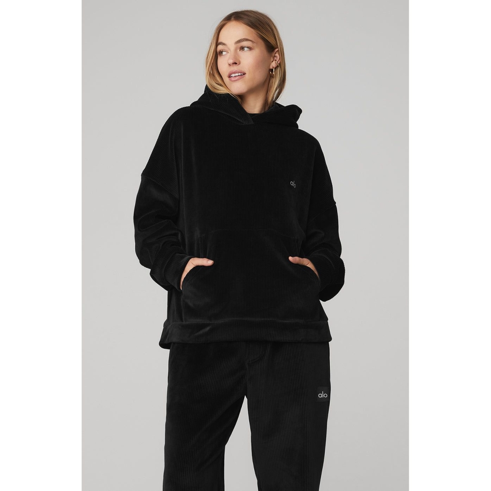 Sudadera Con Capucha Alo Yoga Velour Baller Mujer Negros | MX-05EYQS