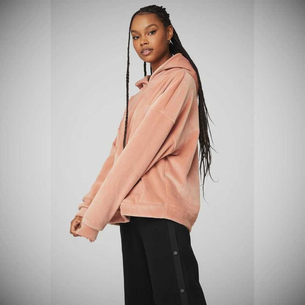 Sudadera Con Capucha Alo Yoga Velour Baller Mujer Rosas Grises | MX-83ZPNL