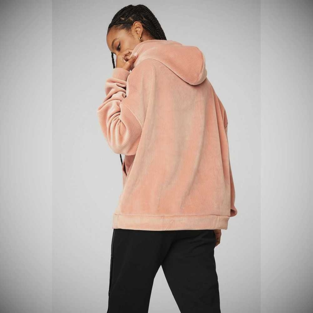 Sudadera Con Capucha Alo Yoga Velour Baller Mujer Rosas Grises | MX-83ZPNL