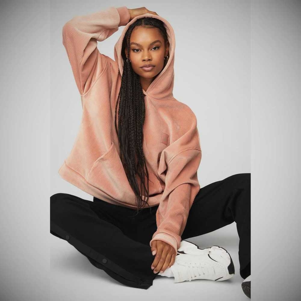 Sudadera Con Capucha Alo Yoga Velour Baller Mujer Rosas Grises | MX-83ZPNL