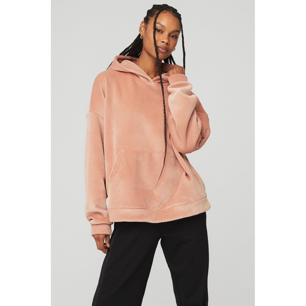 Sudadera Con Capucha Alo Yoga Velour Baller Mujer Rosas Grises | MX-83ZPNL