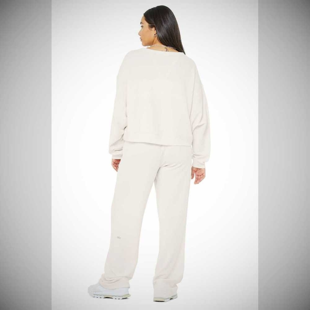 Sudaderas Alo Yoga Micro Waffle Pleasant Cropped Henley Mujer Blancos | MX-46DXBI