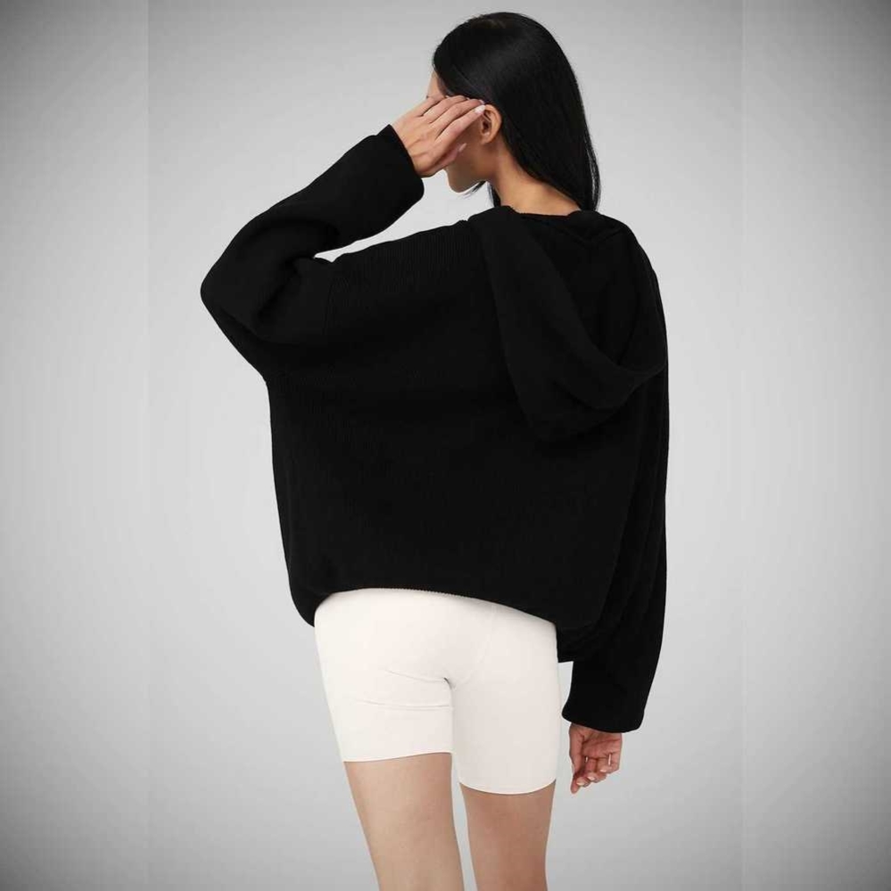 Sudaderas Alo Yoga Scholar Encapuchado Sueter Mujer Negros | MX-02DEAC