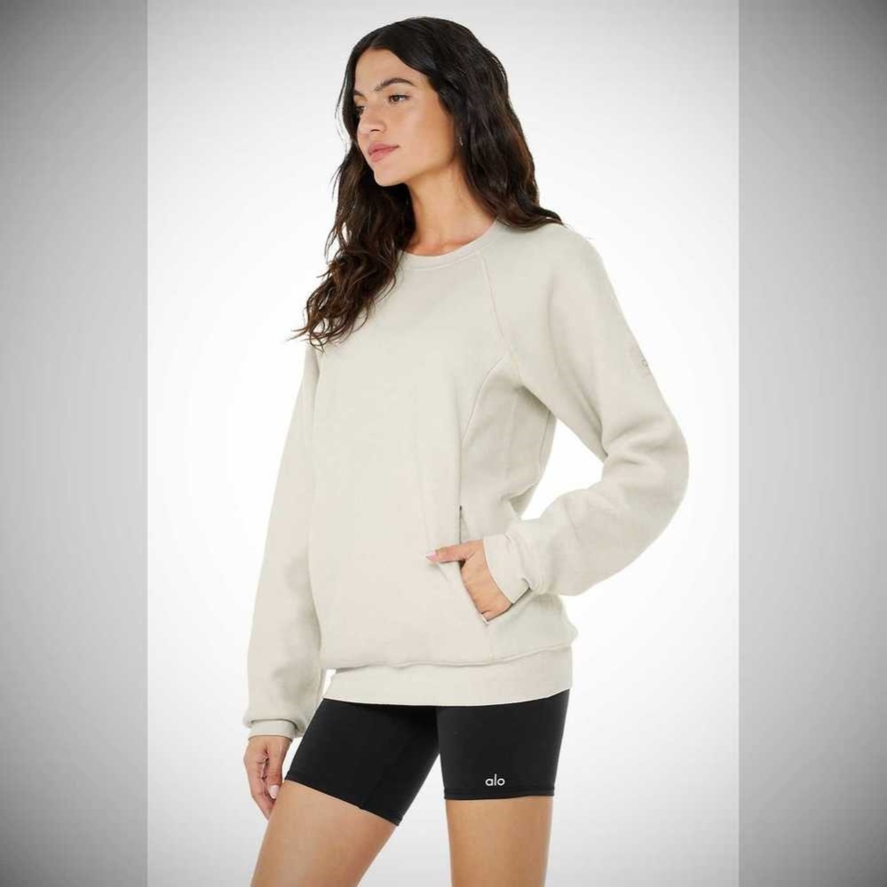 Sudaderas Alo Yoga Triumph Crew Neck Sweatshirt Mujer Beige | MX-60OMSK