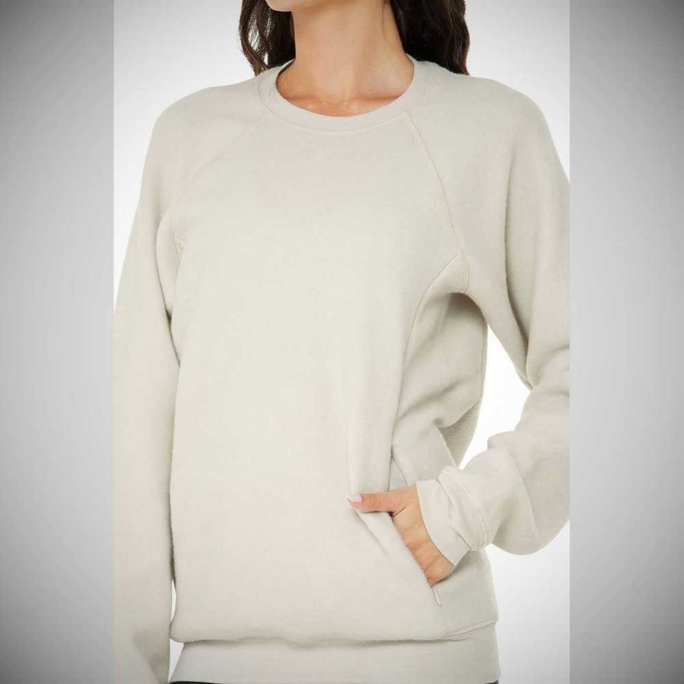 Sudaderas Alo Yoga Triumph Crew Neck Sweatshirt Mujer Beige | MX-60OMSK