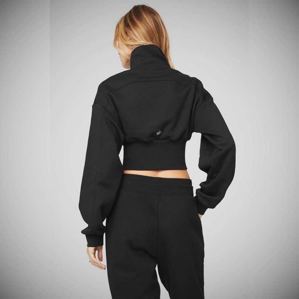 Sudaderas Alo Yoga Vixen Fleece 1/4 Zip Mujer Negros | MX-01WTIJ