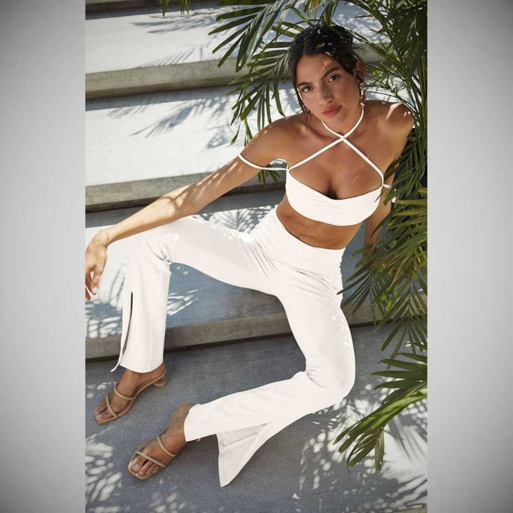 Sujetadores Alo Yoga Airbrush Electric Off The Shoulder Mujer Blancos | MX-75PVAW