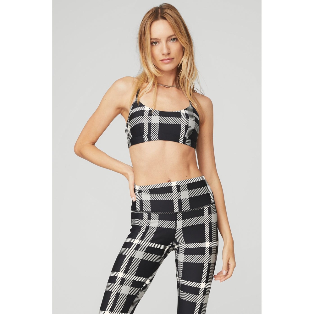 Sujetadores Alo Yoga Airlift Magnified Plaid Intrigue Mujer Negros Blancos | MX-31ESQV