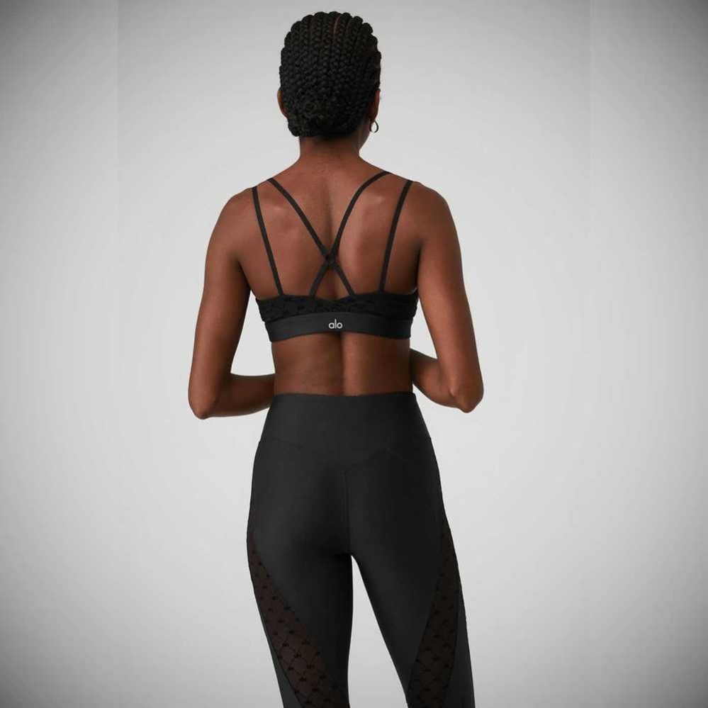 Sujetadores Alo Yoga Airlift Mesh Celeste Mujer Negros | MX-03WMFO