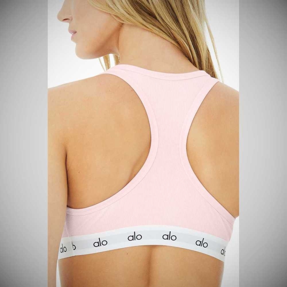 Sujetadores Alo Yoga Icon Acanalado Henley Mujer Rosas | MX-63IGBC