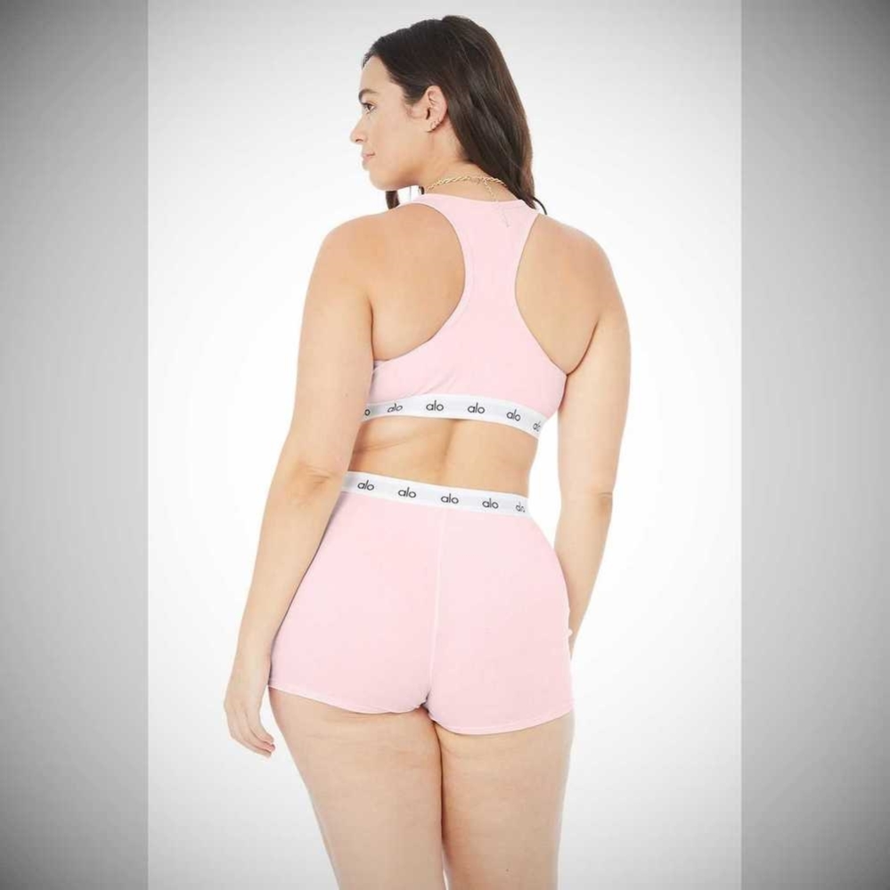 Sujetadores Alo Yoga Icon Acanalado Henley Mujer Rosas | MX-63IGBC