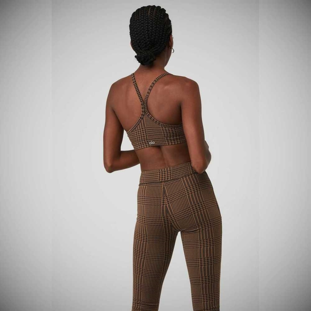 Sujetadores Alo Yoga Jacquard Glenplaid Gratitude Mujer Marrom Negros | MX-02TADQ