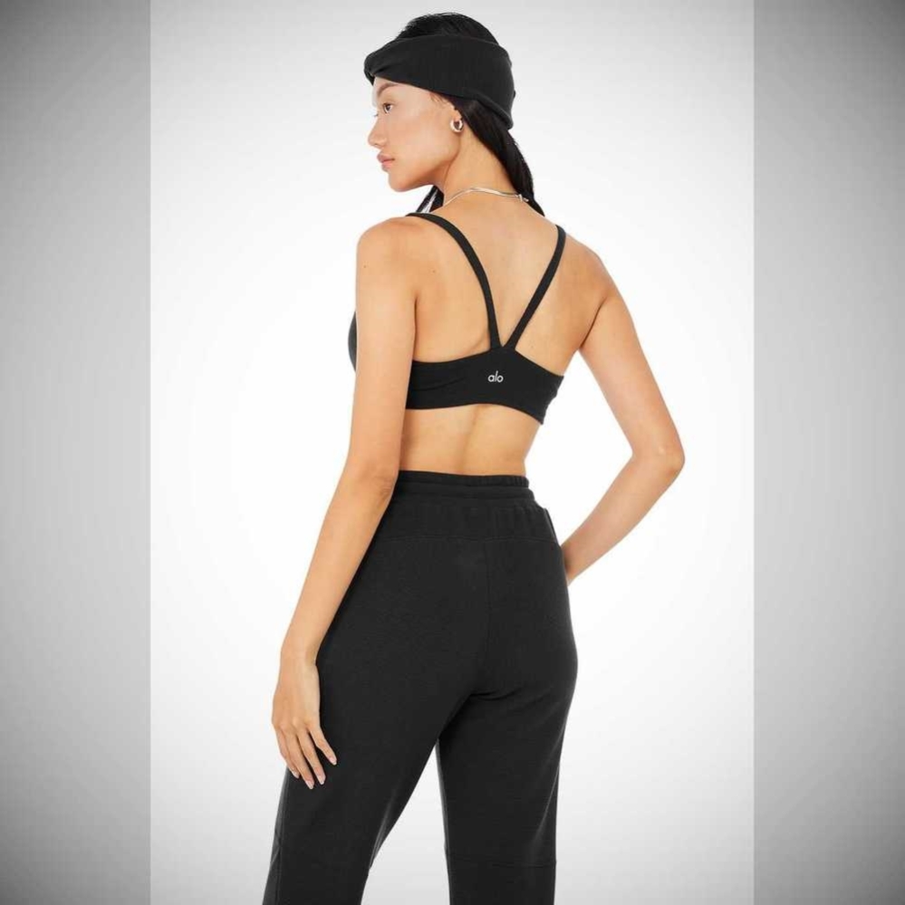 Sujetadores Alo Yoga Micro Waffle Pleasant Mujer Negros | MX-85FBDT