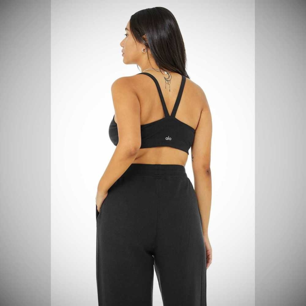 Sujetadores Alo Yoga Micro Waffle Pleasant Mujer Negros | MX-85FBDT