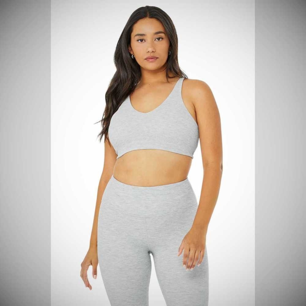 Sujetadores Alo Yoga Micro Waffle Pleasant Mujer Grises | MX-91FLWQ