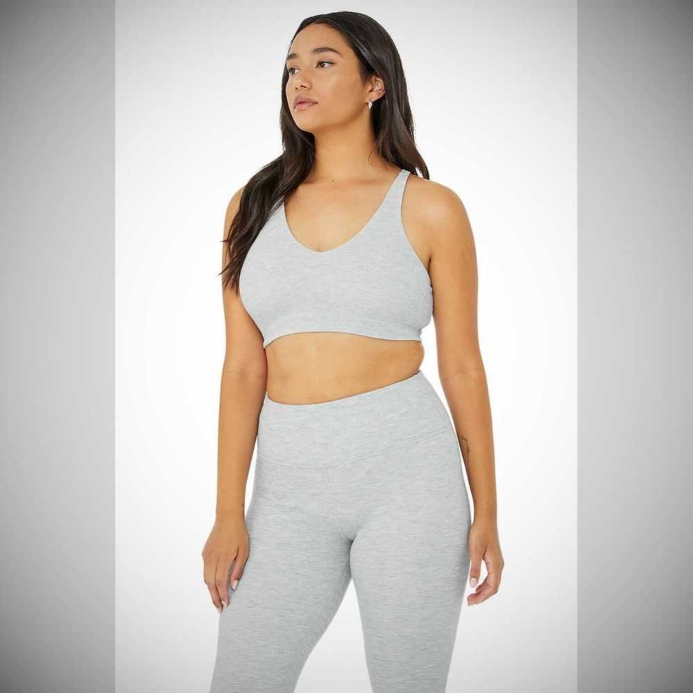 Sujetadores Alo Yoga Micro Waffle Pleasant Mujer Grises | MX-91FLWQ