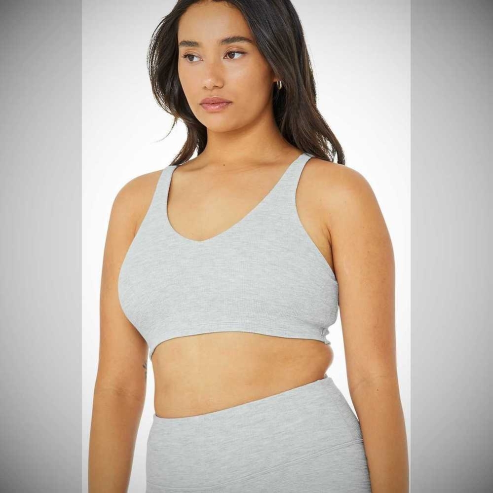 Sujetadores Alo Yoga Micro Waffle Pleasant Mujer Grises | MX-91FLWQ