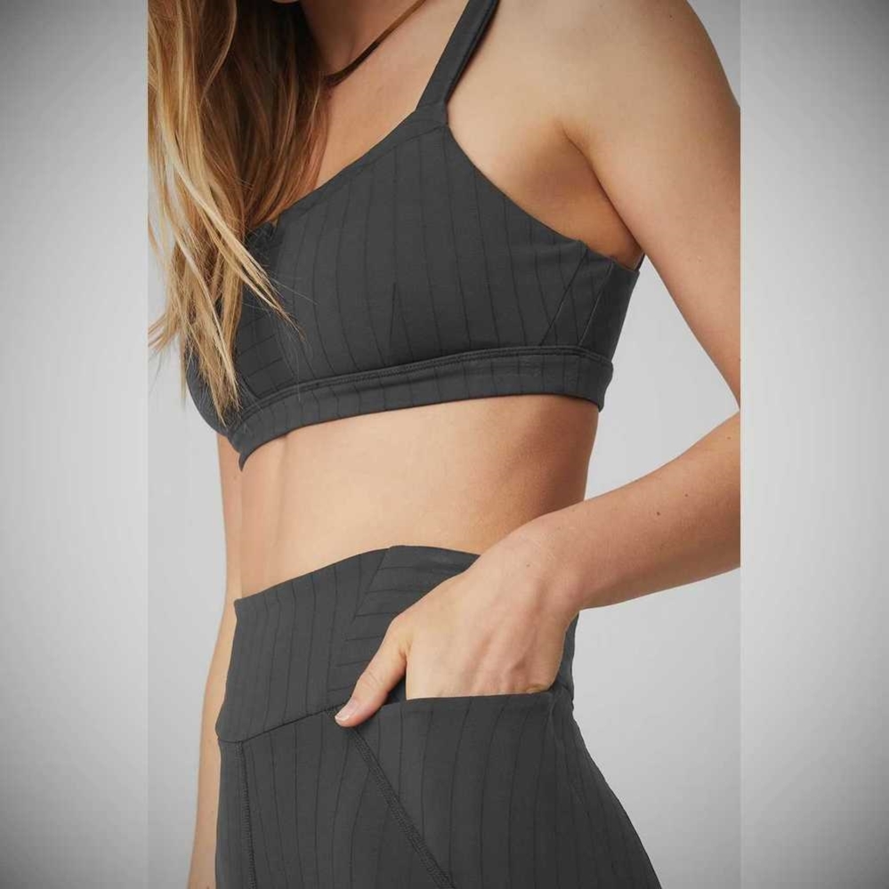 Sujetadores Alo Yoga Pinstripe Jacquardtivate Mujer Grises Negros | MX-53BOMT