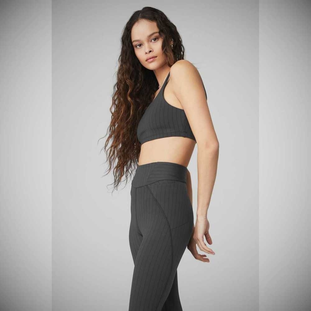 Sujetadores Alo Yoga Pinstripe Mujer Grises Negros | MX-64YUDN