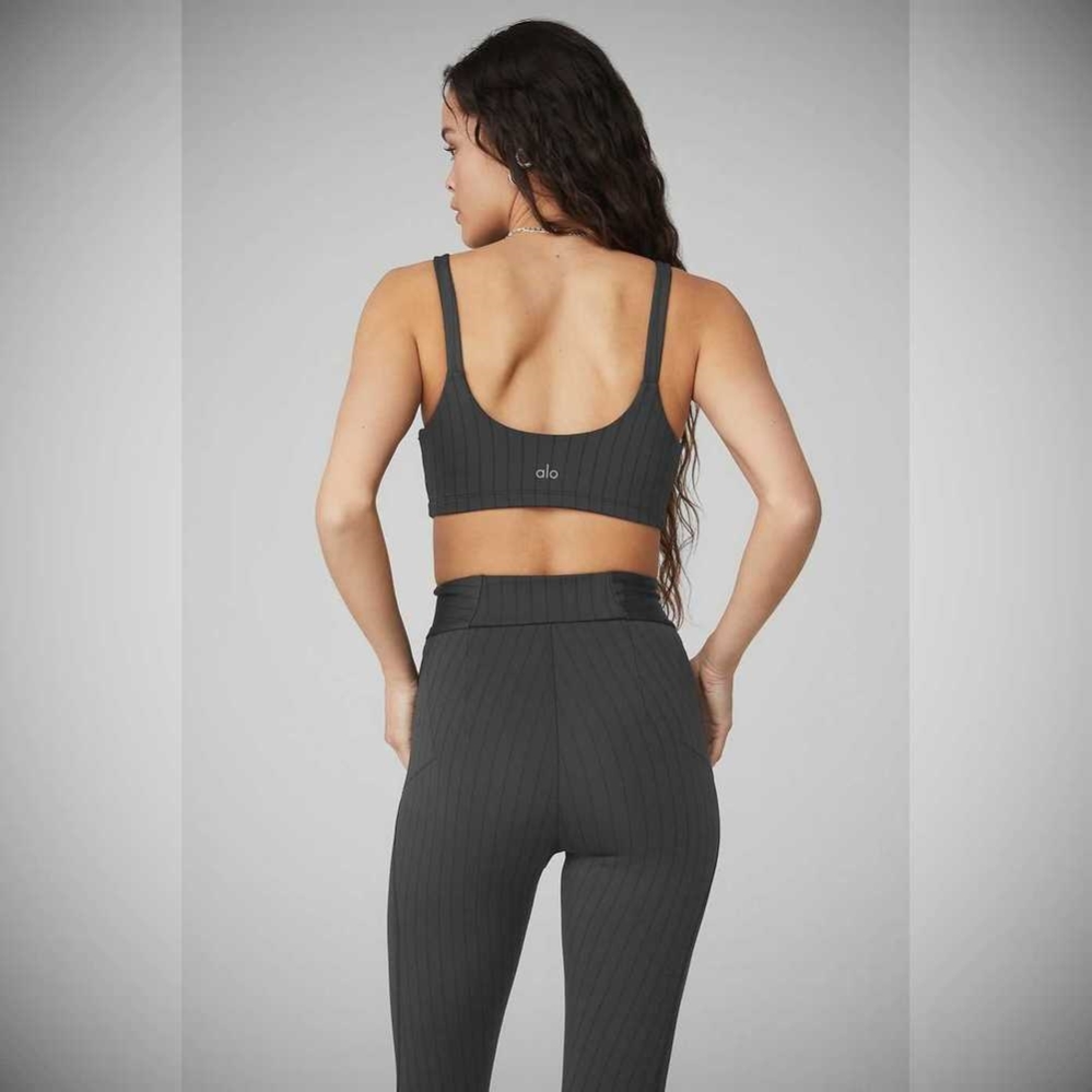 Sujetadores Alo Yoga Pinstripe Mujer Grises Negros | MX-64YUDN