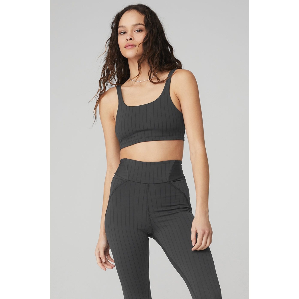 Sujetadores Alo Yoga Pinstripe Mujer Grises Negros | MX-64YUDN