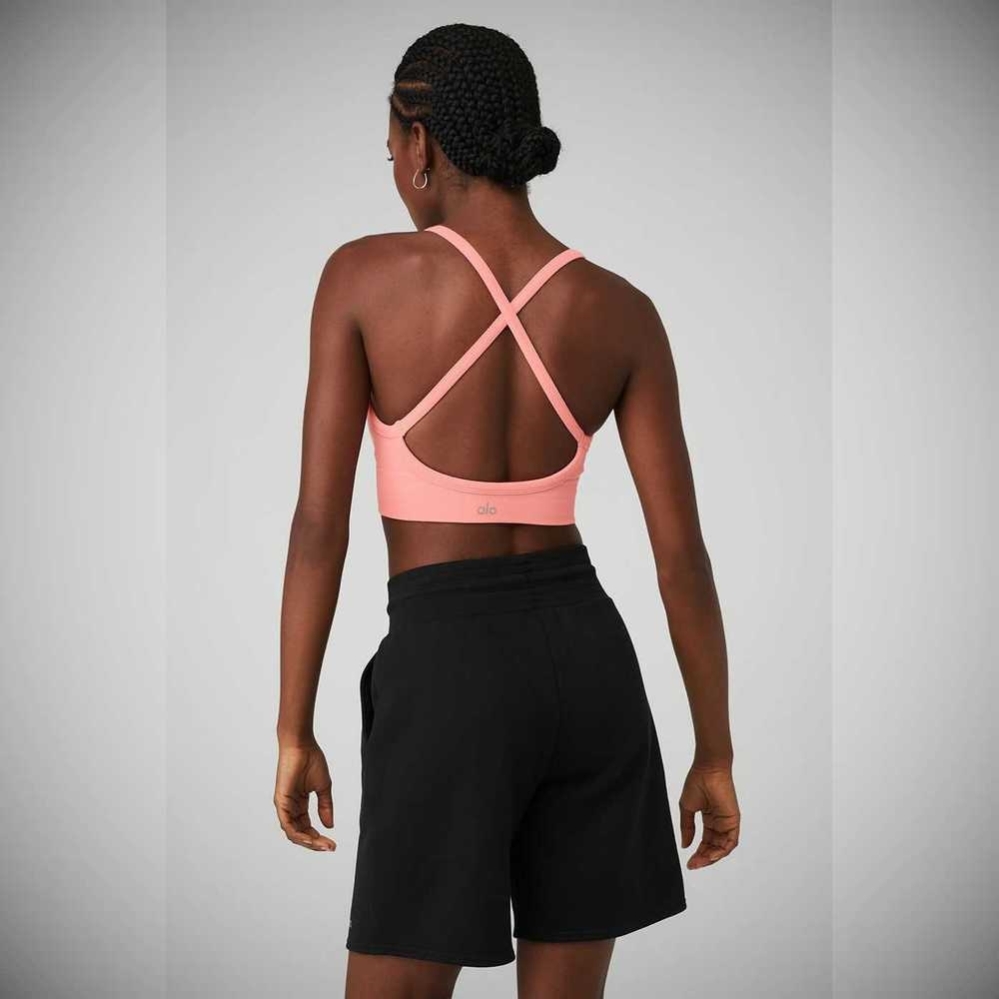 Sujetadores Alo Yoga Seamless Acanalado Low Back Mujer Rosas | MX-05TWEC