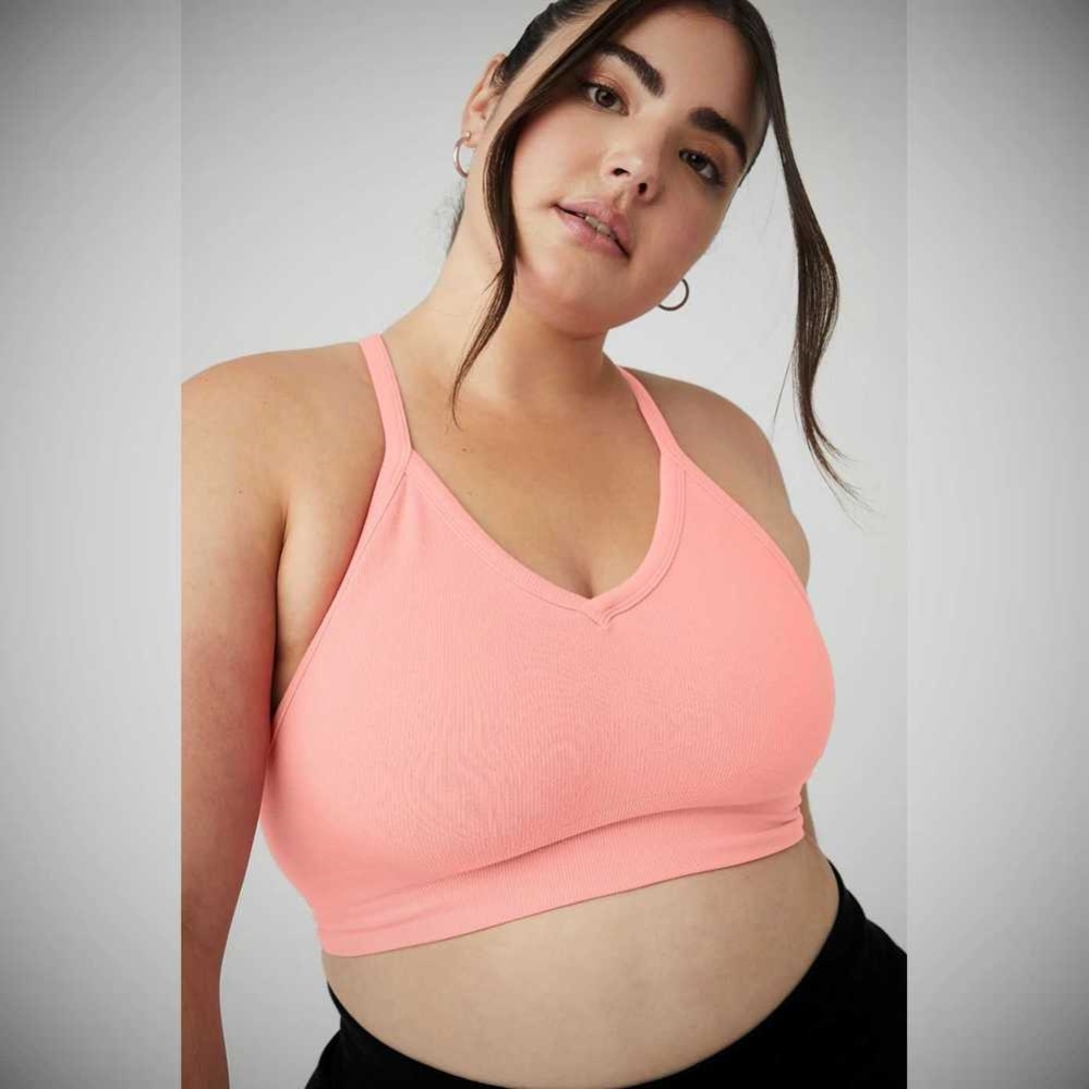 Sujetadores Alo Yoga Seamless Acanalado Low Back Mujer Rosas | MX-05TWEC