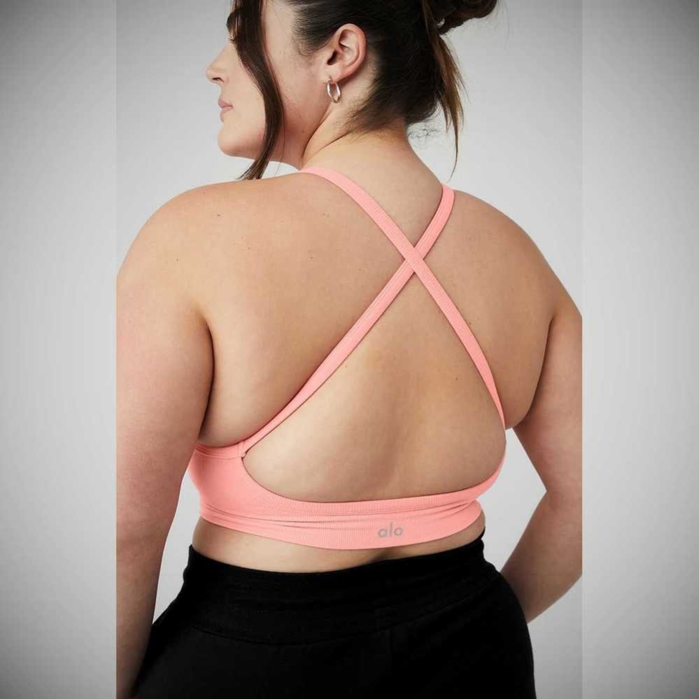 Sujetadores Alo Yoga Seamless Acanalado Low Back Mujer Rosas | MX-05TWEC