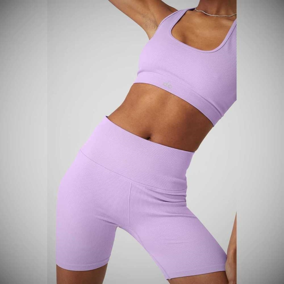 Sujetadores Alo Yoga Seamless Acanalado Mujer Morados | MX-53TWKY