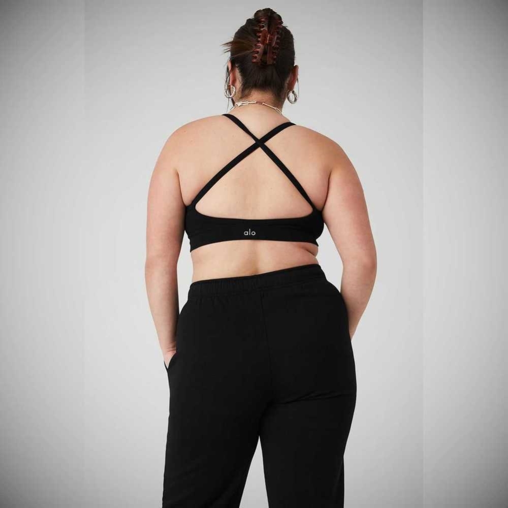 Sujetadores Alo Yoga Seamless Acanalado Low Back Mujer Negros | MX-67QLOC