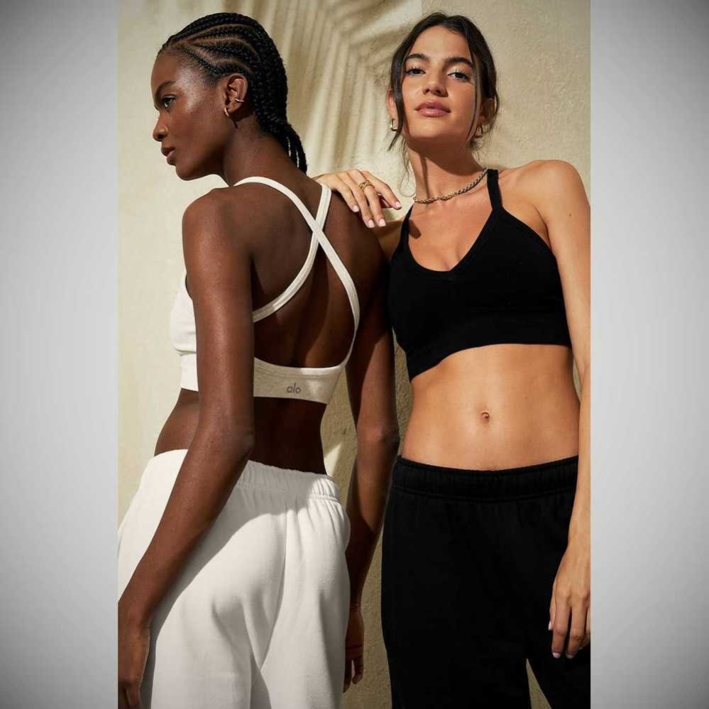 Sujetadores Alo Yoga Seamless Acanalado Low Back Mujer Negros | MX-67QLOC